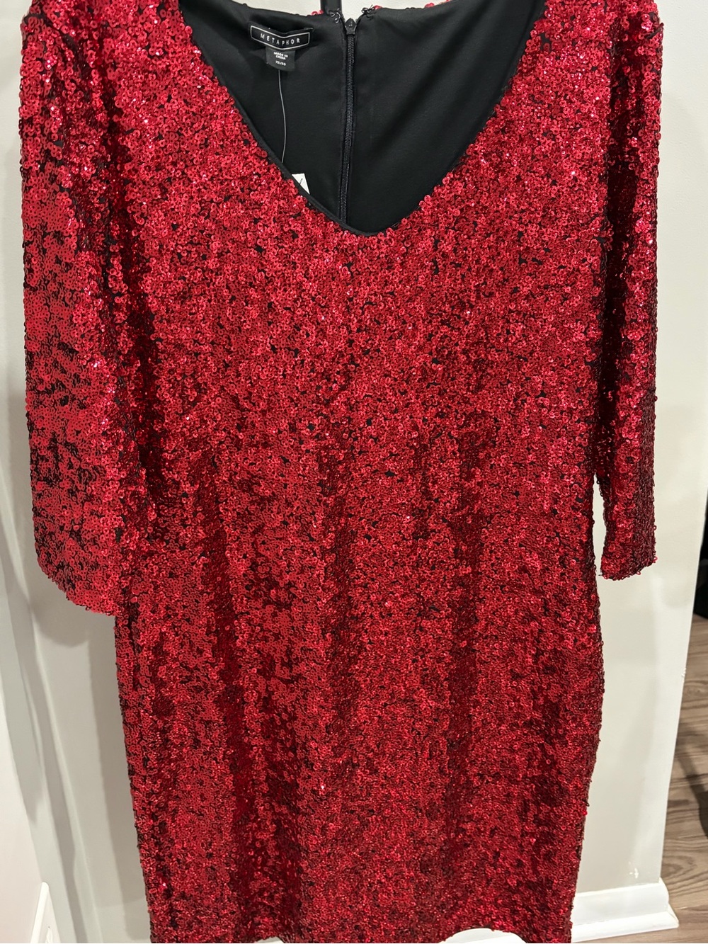 NY Collection Red Sequin Midi Dress